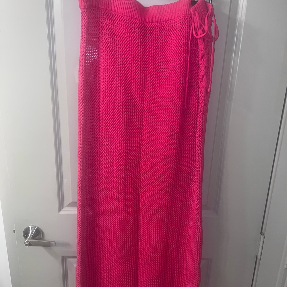 Forever 21 Plus Size 1X Pink Crochet Beach Coverup Skirt - NWT